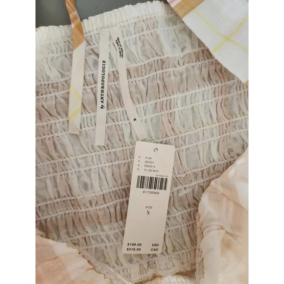 NWT Anthropologie Puff-Sleeve Eyelet Midi Dress Size S Yellow #9H413 - Picture 9 of 11